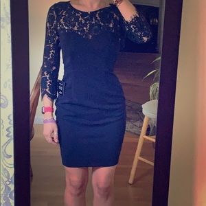 LuLu’s Navy Lace Mini Dress 3/4 Sleeve